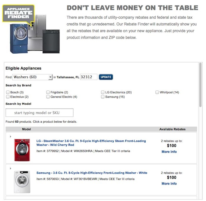 Appliance Rebate Finder - Best Buy