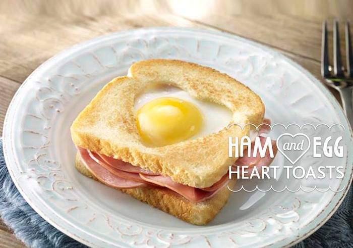 Ham and Egg Heart Toasts